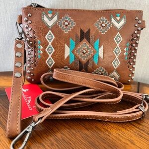 Montana West Tan and Turquoise Crossbody Bag